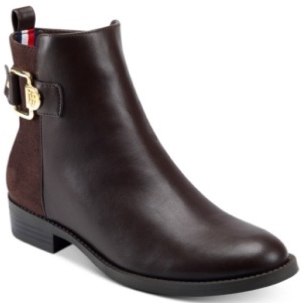 New! Tommy Hilfiger Womens Inella Faux Leather Almond Toe Booties - Picture 1 of 15